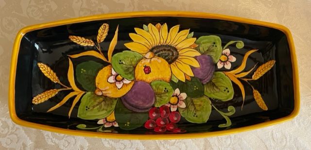 Sushi tray 41x19 h6 Sunflower & fruit black background